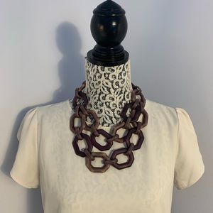 Purple adjustable link double layer short necklace